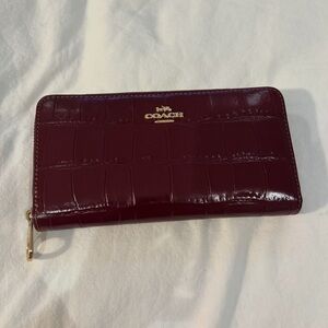 Coach Croc-Embossed Burgundy Wallet